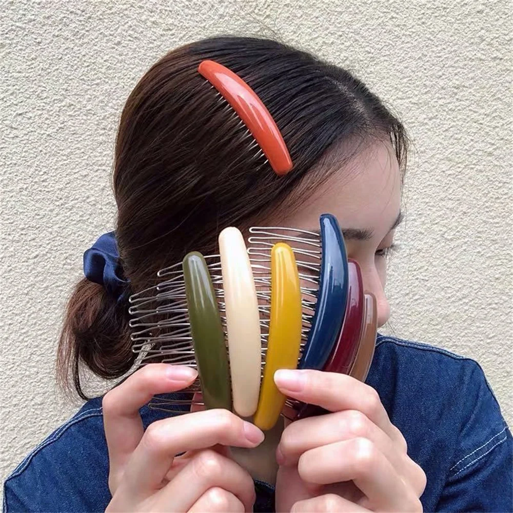 Hair Care Korean Products - Однотонная женская компактная заколка, Женская Расческа