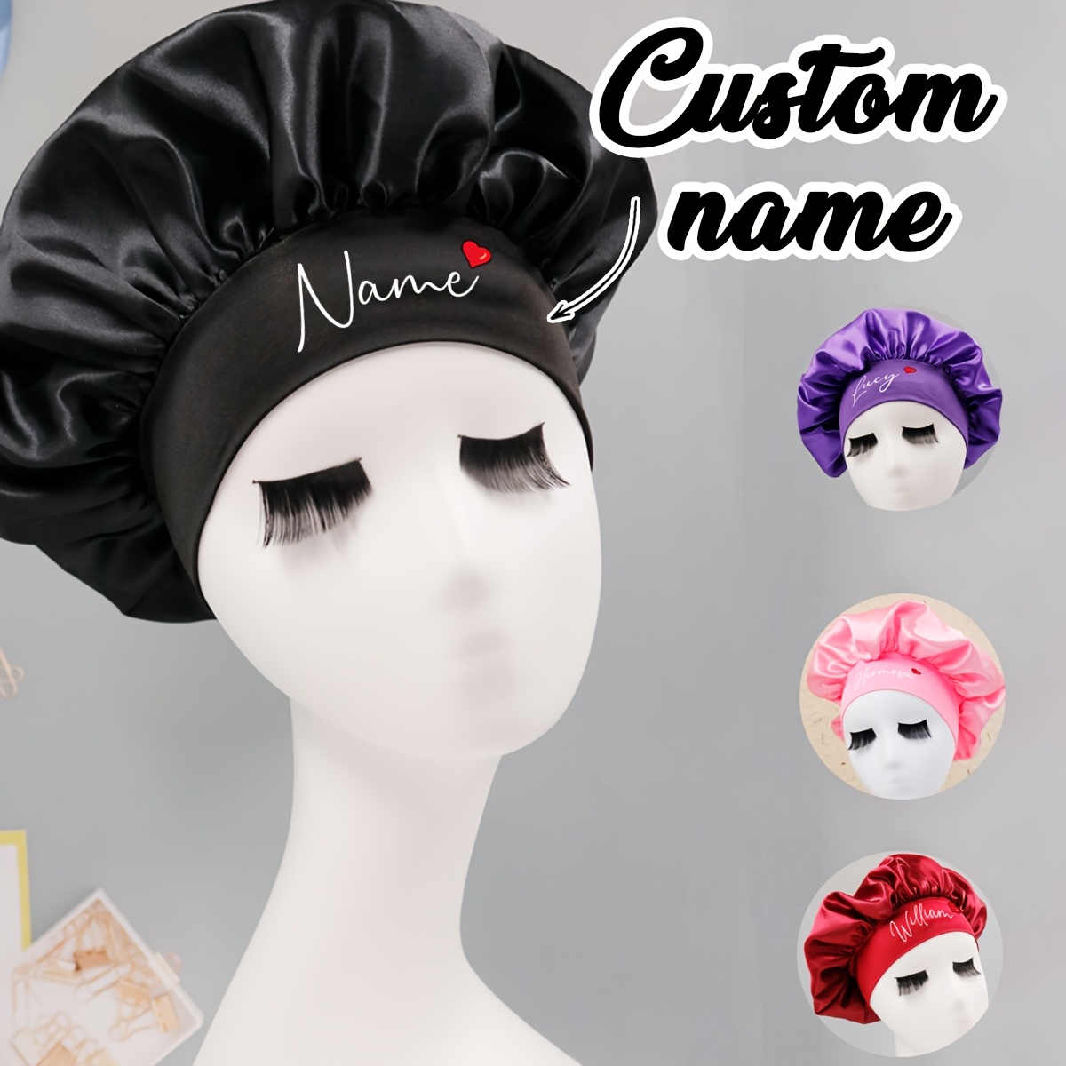Satin Hair Bonnet - Персонализированная атласная шапочка для сна с