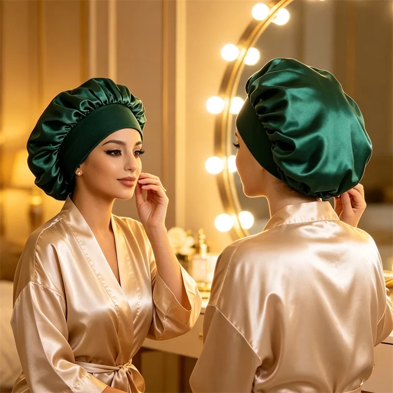 Satin Hair Bonnet - Однотонная атласная ночная шапочка для женщин