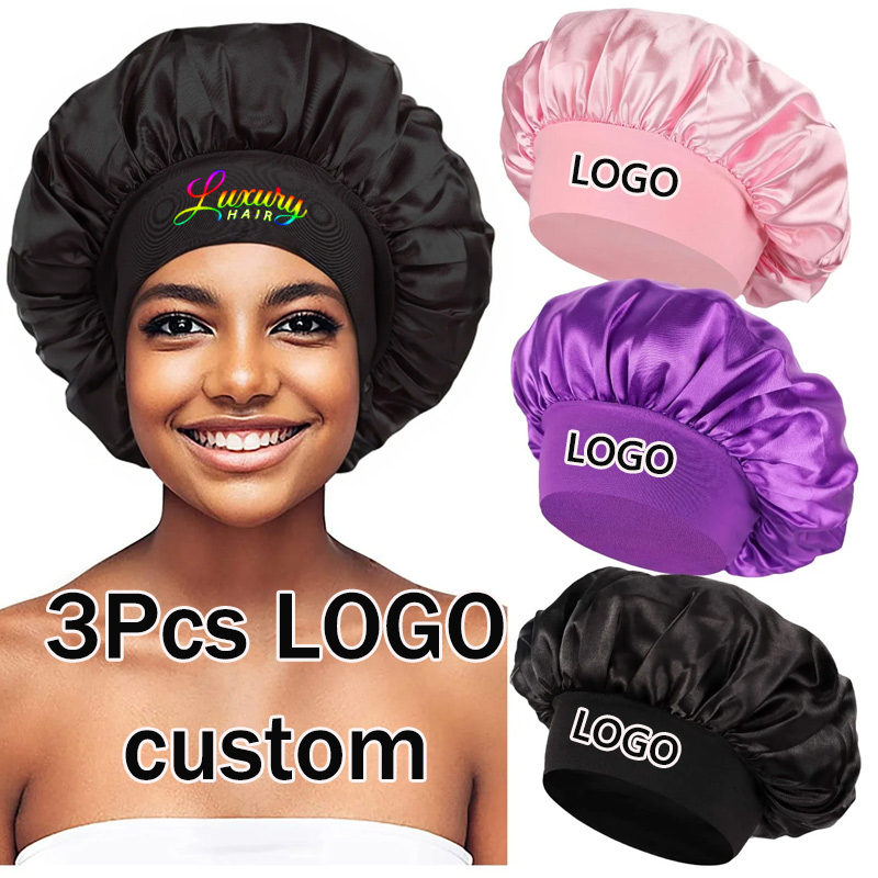 Satin Hair Bonnet - Шелковые атласные шапочки с логотипом, 3