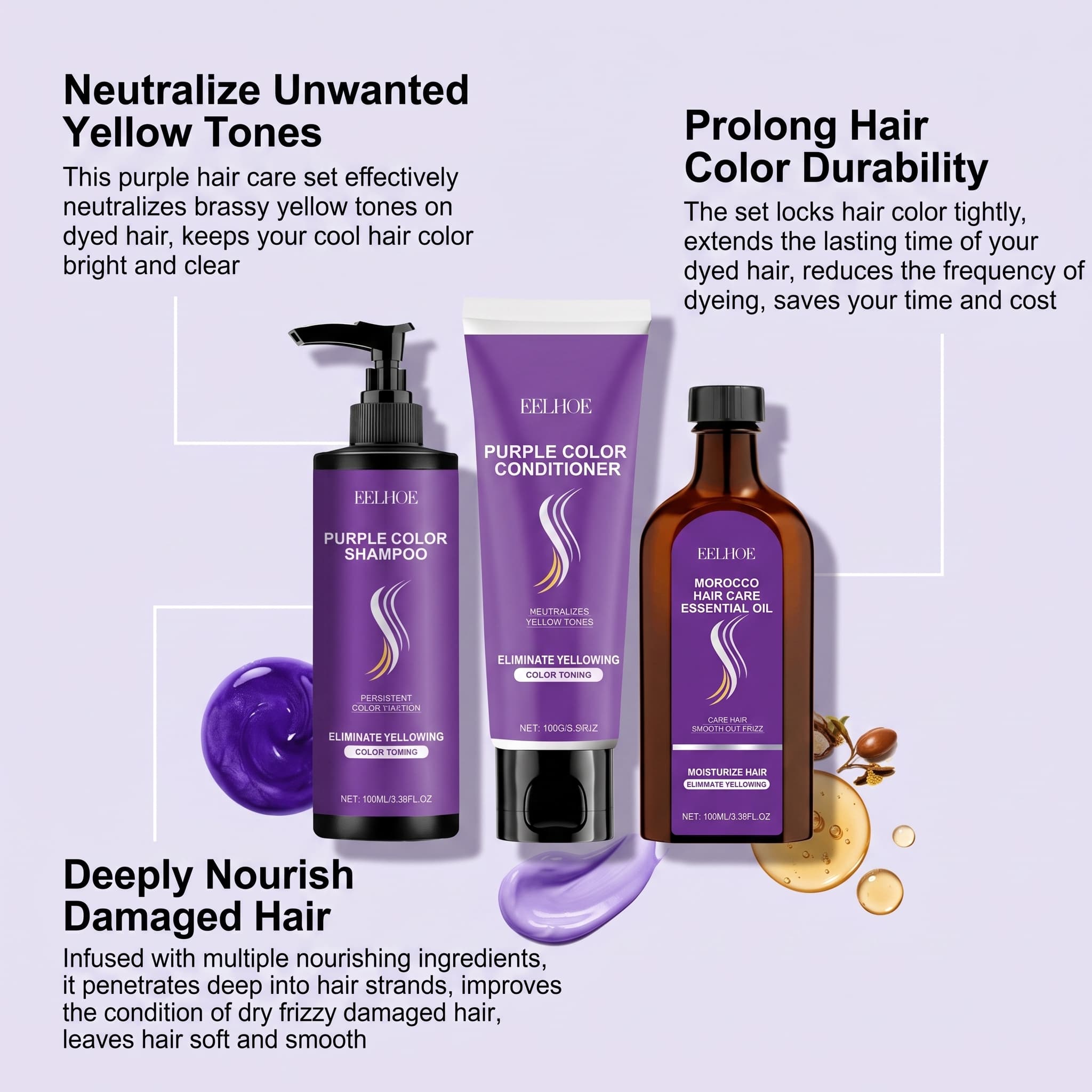 Набор фиолетового шампуня с ко – обзор и цена Hair Care Hair Serum